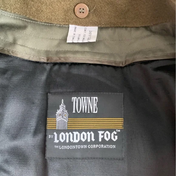 LONDON FOG - Trench Coat with Removable Wool Lining | Olive Green Belted Coat - Picture 6 of 16